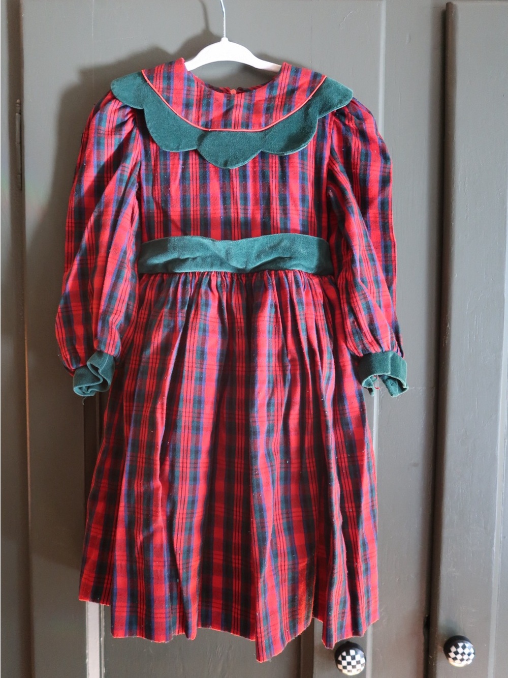 Classic Red and Green Plaid Kids Costume Dress